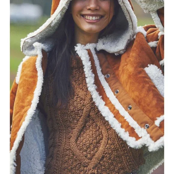 Free People Brown and Cream Leather Jacket - Picture 6 of 9